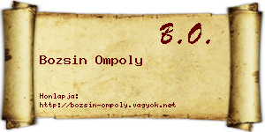 Bozsin Ompoly névjegykártya
